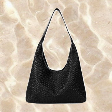Borsa a tracolla nera con design intrecciato