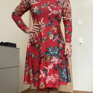 Abito da donna vintage IVKO rosso floreale Taglia 36