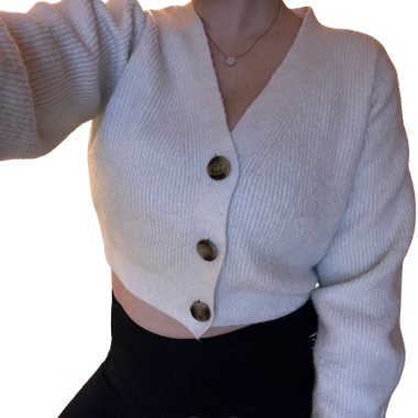 Cardigan court blanc