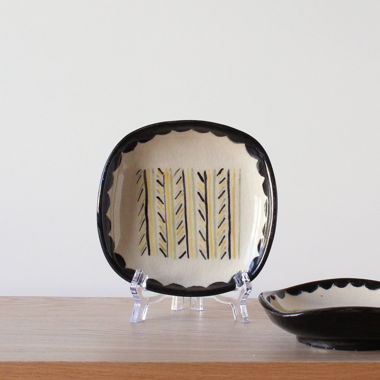 Vintage 1950 Studio Keramik schwarze Snackschalen