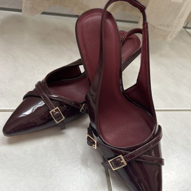 Burgundy Slingback Pumps