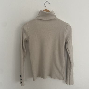 Beige Fitted Turtleneck Top