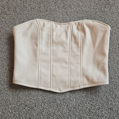 White AMISU Faux Leather Top