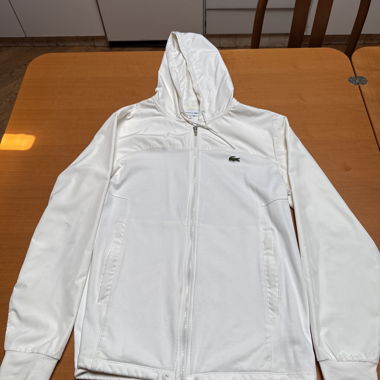 Weisse Lacoste-Jacke mit Kapuze