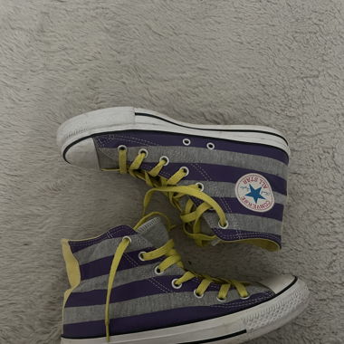 converse rayées violet-gris