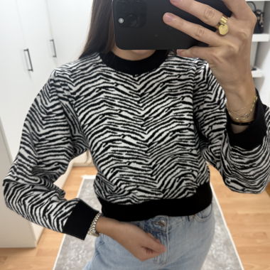 Zebra-Pullover - Grösse S