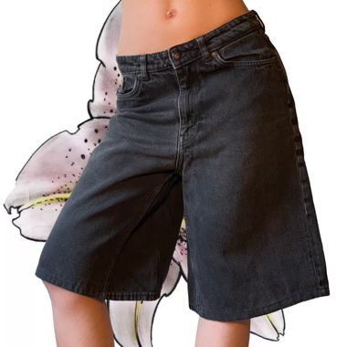 Shorts in jeans neri gambe corte baggy