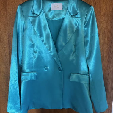 Blazer satinato turchese