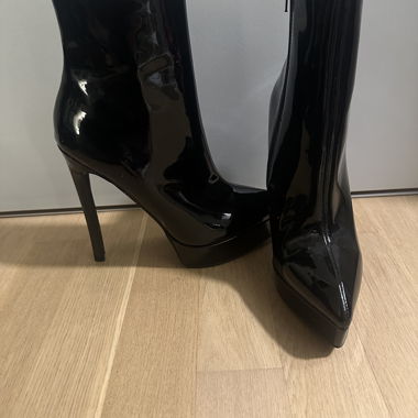 Patent ankle boots