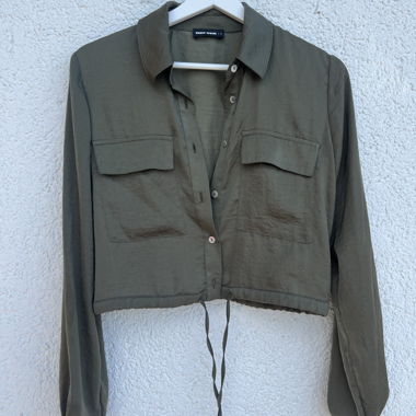 Giacca-camicia corta verde oliva