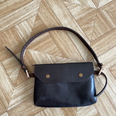 Dark brown leather belt bag