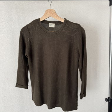 Maglia leggera verde-marrone a maniche 3/4, S