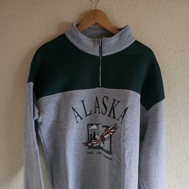 Alaska Pullover, grün-grau, Gr. M, Vintage'Style