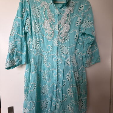 Antica Sartoria-Tunika-Strandkleid in Türkis