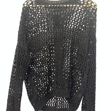 Pull en maille ajourée noire