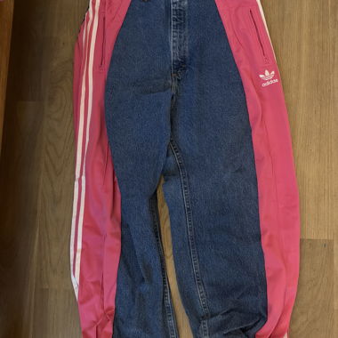 Adidas denim track pants