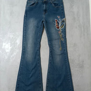 Y2K Jeans with Butterfly Embroidery Japan Style 