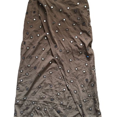 Brown wrap skirt with pattern