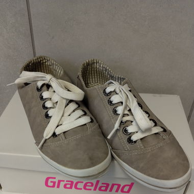 Graceland Sneaker Flach Schnürr Schuh Grau - getr.