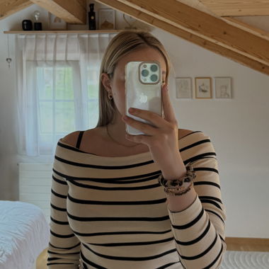 Off shoulder Pullover - gestreift