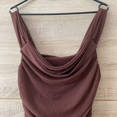 Brown Draped Maxi Dress