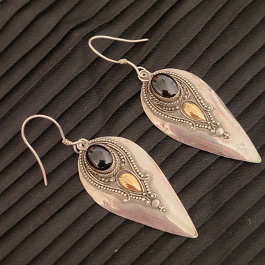 Orecchini in argento 925 Onice e Oro