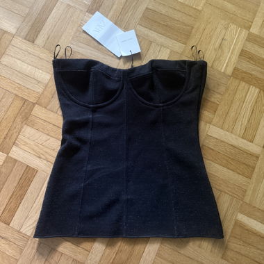Schwarzes Glitzer-Bustier-Top S Zara