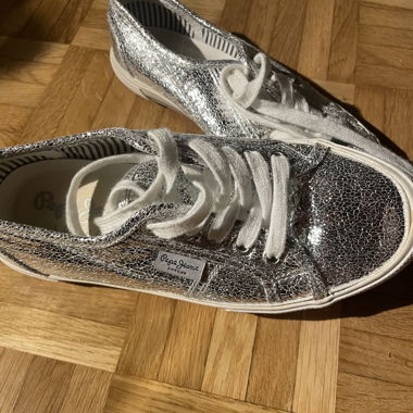 PEPE JEANS Silver glitter sneakers 