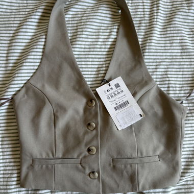 Gilet court beige, pull&bear