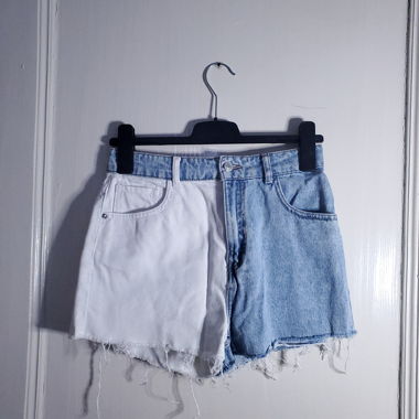 Short en jeans bicolore