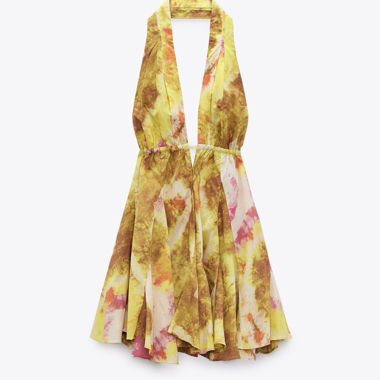 Robe courte imprimée à col halter Zara