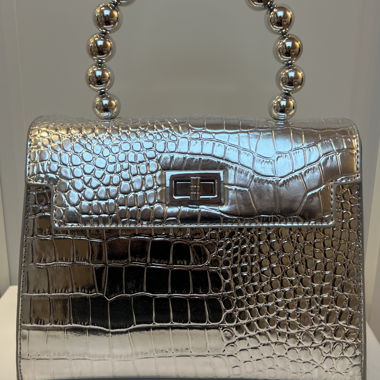 Borsa in ecopelle argentata con stampa cocco