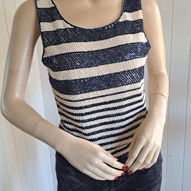 Laurel Jeans Perlen Top gestreift Navy Sequin Tank