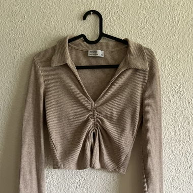 Polo Crop Top Beige