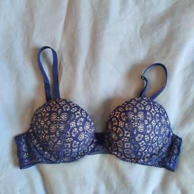 Reggiseno push-up in pizzo blu