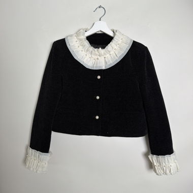 Blusa Nera Corta con Rouches
