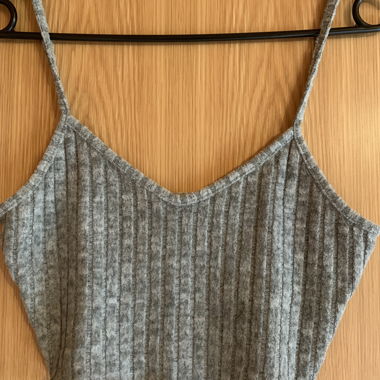 Grey Ribbed Crop Top