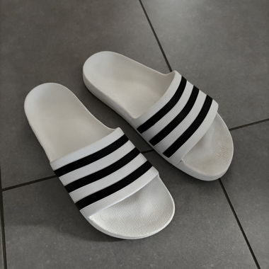 White Black Adidas Slides