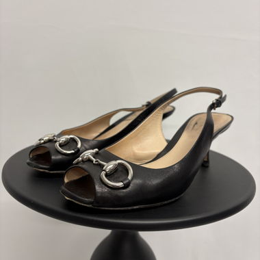 Gucci Slingback Pumps black Peeptoe 36.5
