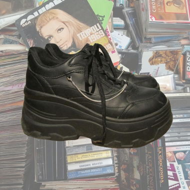 Black platform sneakers