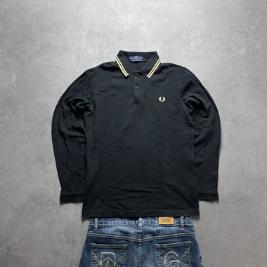 Polo Fred Perry Vintage maniche lunghe nero taglia M