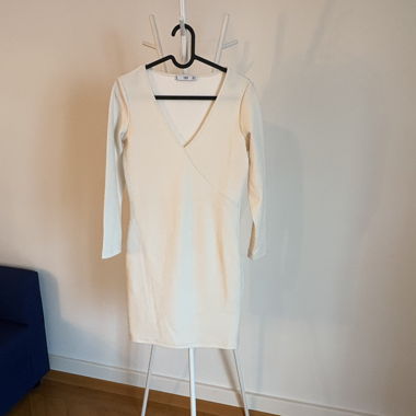 Mango Stretch Fitted Mini Dress – Cream, Size S