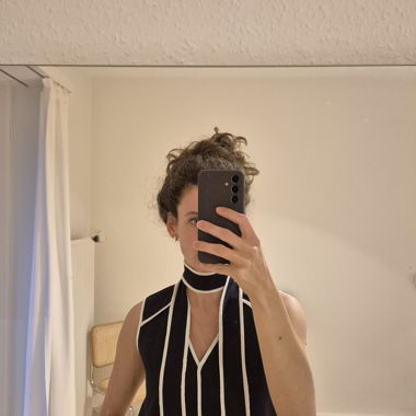 Ärmellose navy Bluse mit Bindeband