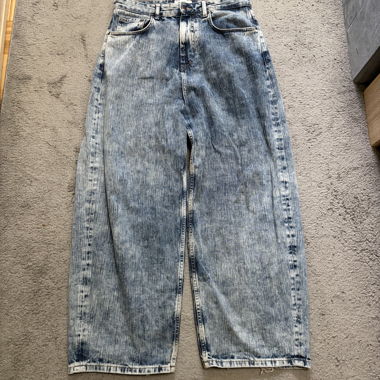 Vintage baggy striped wash blue jeans 