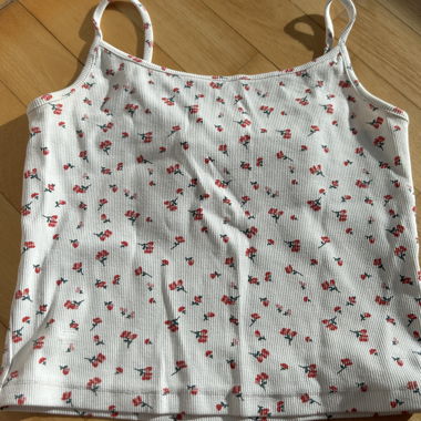 White crop top with red flowers
