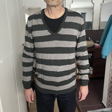 Boss striped sweater light grey and dark grey