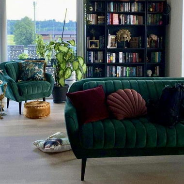 Grünes Samt Sofa inkl. Sessel