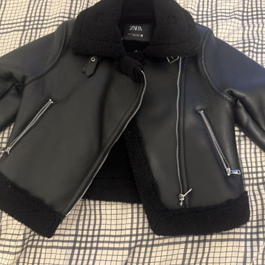 Zara Black Faux Leather Jacket