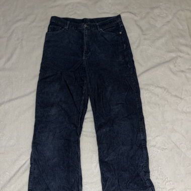 Pantalone blu in velluto a coste