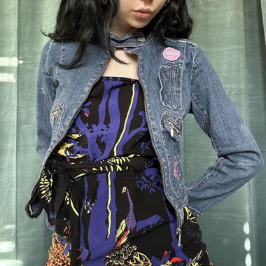 Y2K denim jacket with unique patches